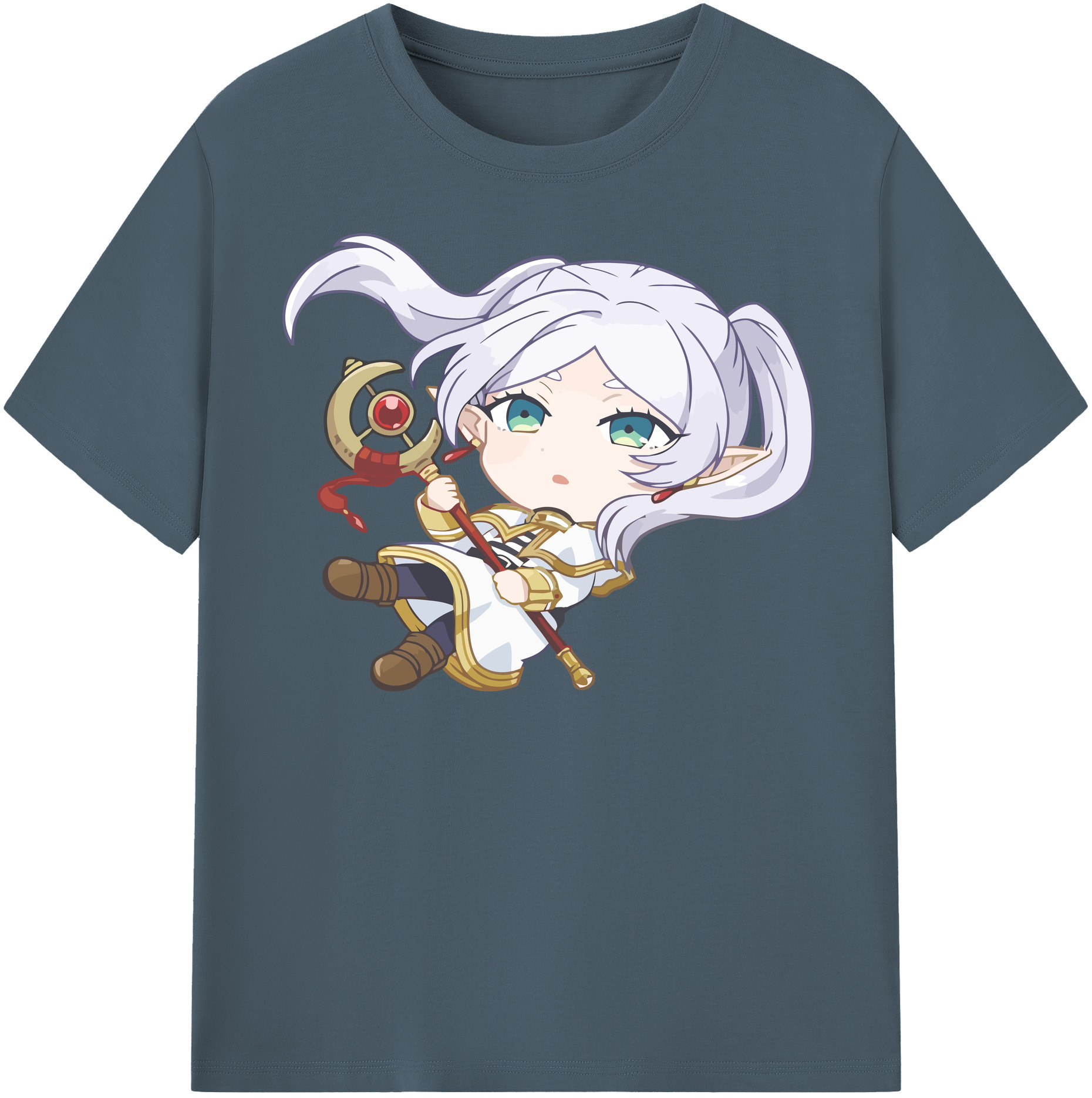 （画像用） 葬送のフリーレン Frieren 綿100％半袖Tシャツ（フロントプリント）